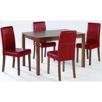 LPD Brompton Walnut Medium Dining Set with 4 Red Chairs