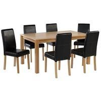 LPD Oakridge Linden Table with Black 6 Chairs