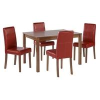 LPD Brompton Medium Dining Table with 4 Red Chairs