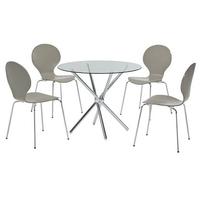 LPD Casa Glass Dining Set with 4 Ibiza Stone Chairs