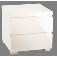 LPD Puro High Gloss Cream 2 Drawer Bedside Cabinet