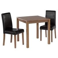 LPD Brompton Small Dining Table with 2 Brown Chairs