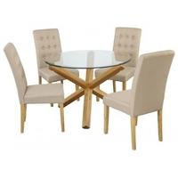 LPD Oporto Dining Table with Roma Beige 4 Chairs