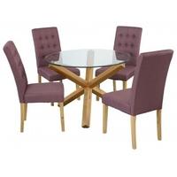 LPD Oporto Dining Table with Roma Plum 4 Chairs