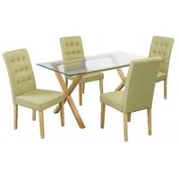 LPD Cadiz Oak Dining Table with Roma Green 4 Chairs