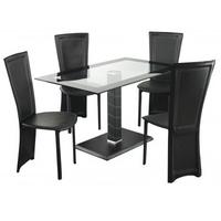 LPD Lenora Black Dining Set - Rectangle with 4 Chairs