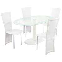 LPD Lenora White Dining Set - Oval with 4 Chairs