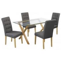 LPD Cadiz Oak Dining Table with Roma Grey 4 Chairs