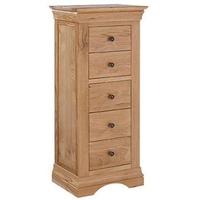 LPD Worthing Oak Chest of Drawer Narrow - 5 Drawer