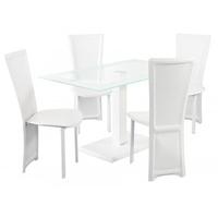 LPD Lenora White Dining Set - Rectangle with 4 Chairs