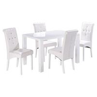 LPD Monroe White High Gloss Medium Dining Table with 4 Chairs