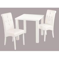 LPD Monroe White High Gloss Small Dining Table with 2 Chairs