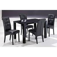 LPD Monroe Black High Gloss Medium Dining Table with 4 Chairs
