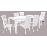 LPD Monroe White High Gloss Large Dining Table with 6 Chairs