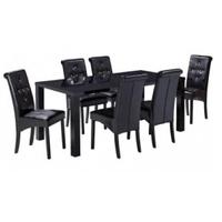 lpd monroe black high gloss large dining table with 6 chairs