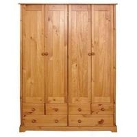 LPD Baltic Antique Pine Wardrobe - 4 Door 6 Drawer