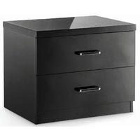 LPD Novello Black High Gloss Bedside Cabinet - 2 Drawer