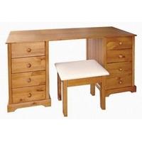 LPD Baltic Antique Pine Dressing Table with 8 Drawers and Stool