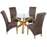 LPD Oporto Dining Table with Treviso Brown 4 Chairs