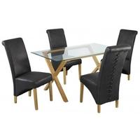 LPD Cadiz Oak Dining Table with Treviso Black 4 Chairs