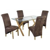 lpd cadiz oak dining table with treviso brown 4 chairs