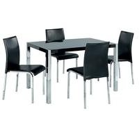 LPD Novello Black Dining Set with 4 Chairs