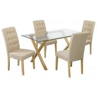 LPD Cadiz Oak Dining Table with Roma Beige 4 Chairs