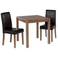 LPD Brompton Walnut Small Dining Set with 2 Black Chairs