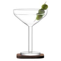 LSA City Bar Cocktail Glasses & Walnut Coasters 8.8oz / 250ml (Pack of 2)