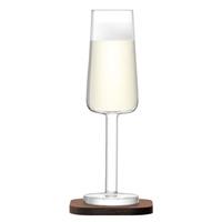 LSA City Bar Champagne Flutes & Walnut Coasters 7oz / 200ml (Pack of 2)