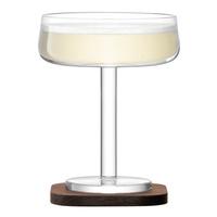 LSA City Bar Champagne Saucers & Walnut Coasters 8.8oz / 250ml (Pack of 2)