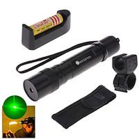 LT - 5mw 532nm Visible Adjustable Beam Green Laser Pen Flashlight - Black