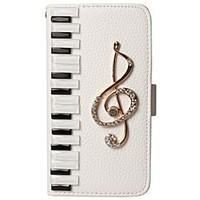 Luxury piano keyboard Bling musical note flash diamond PU leather wallet Stand Pouch Case for SamsungS2/ S3/S4/S5/S6/S6E