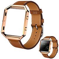 Luxury Genuine Leather Watch band Wrist strap Metal Frame for Fitbit Blaze