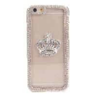 Luxury Clear Transparent Crystal Circle Bling Rhinestone Diamond Crown Case Hard Back Cover Protective Shell for Apple iPhone 6
