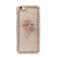 Luxury Clear Transparent Crystal Circle Bling Rhinestone Diamond Flower Case Hard Back Cover Protective Shell for Apple iPhone 6