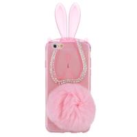 Luxury Ultra-thin Cute Plush Bunny Rabbit Soft TPU Super Flexible Clear Back Case Cover for Apple iPhone 6 Plus 6S Plus 5.5\