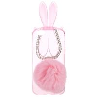 Luxury Ultra-thin Cute Plush Bunny Rabbit Soft TPU Super Flexible Clear Back Case Cover for Apple iPhone 6 6S 4.7\