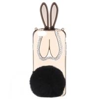 Luxury Ultra-thin Cute Plush Bunny Rabbit Soft TPU Super Flexible Clear Back Case Cover for Apple iPhone 6 6S 4.7\