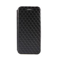 Luxury Slim Flip Leather Rhombus Grain Case Soft Clear TPU Back Cover Protective Shell for Apple iPhone 6 4.7\'\' Black