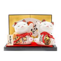 Lucky Cat Twin Figurines