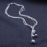 Lureme women\'s Matte Little Ball 925 Sterling Silver Plated Jewelry Set(Necklace Earrings)