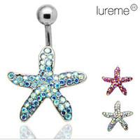 LuremeSilver Plated Stainless Steel Rhinestones Starfish Navel/Ear Piercing(Random Color) Christmas Gifts