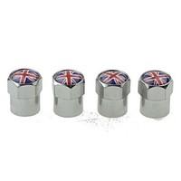 Luxury Car Tire National Flag Copper Valves Decoration Cap (UK 4 Pieces Per Pack)