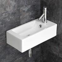 Lucca Right Space Saving Wall Mounted 50cm Rectangular Sink