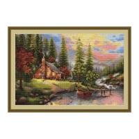 Luca-S Counted Petit Point Cross Stitch Kit Mountain Cabin 36.5cm x 24cm