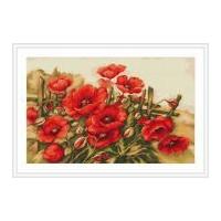 Luca-S Counted Petit Point Cross Stitch Kit Field Poppies 32cm x 20cm
