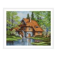 Luca-S Counted Petit Point Cross Stitch Kit Spring Landscape 37cm x 28.5mm