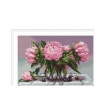 Luca-S Counted Petit Point Cross Stitch Kit Vase of Peonies 30cm x 23cm