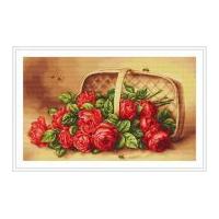 Luca-S Counted Petit Point Cross Stitch Kit Basket of Roses 36cm x 22cm